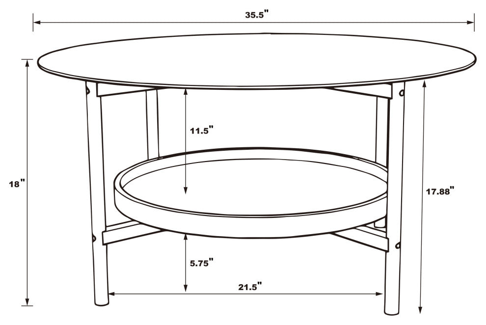 Delfin Round Glass Top Coffee Table Black and Brown