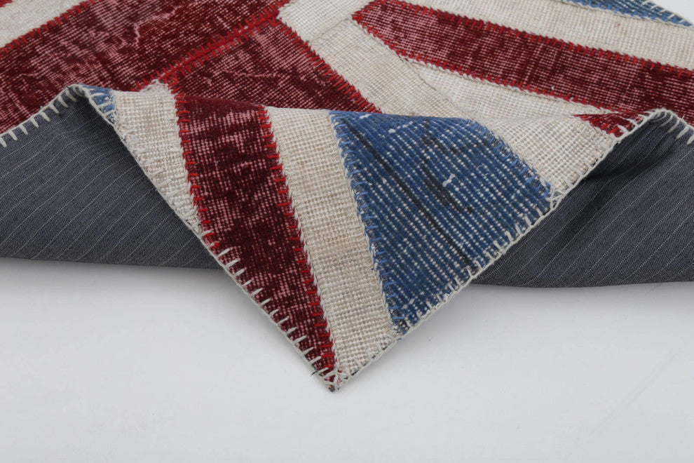 Rug N Carpet - Handwoven Oriental 2' 8'' x 5' 0'' Flag Patchwork Rug