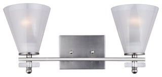 2 Light Bath Bracket, Brushed Nickel, Clear Outer & Sandblast Inner Glass