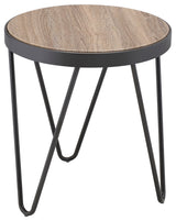 Industrial Flare End Table, Weathered Gray Oak
