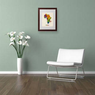 'Africa Watercolor Map' Matted Framed Canvas Art by Michael Tompsett