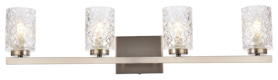 Conor 4-Light Bath Sconce, Satin Nickel With Clear Shade