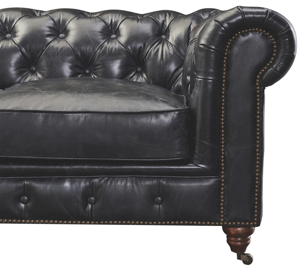 Century Chesterfield Sofa Slate Leather 118"