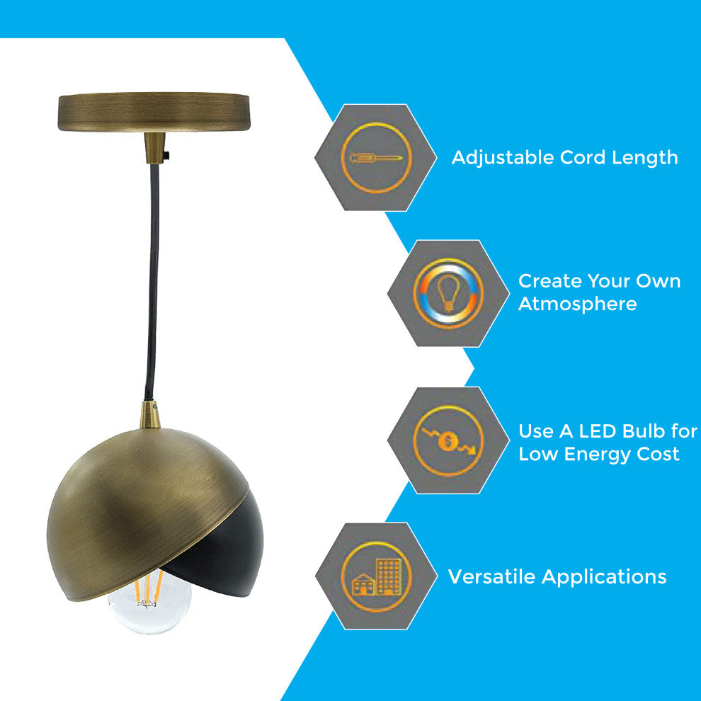 Matte Black kitchen pendant lighting Metal Shade pendant light fixture 6 Inch
