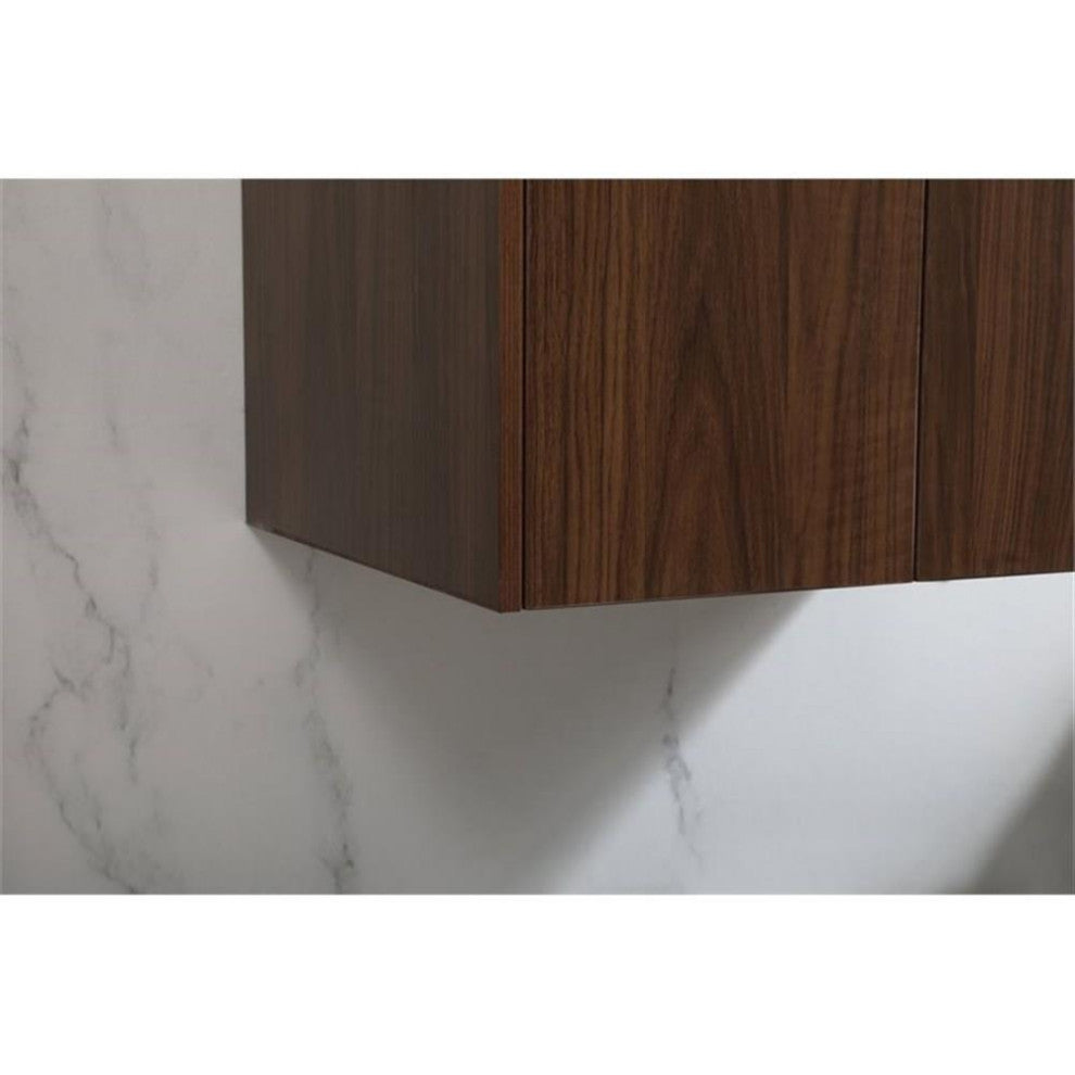 Elegant Decor Penn 24" Aluminum Alloy MDF Single Bathroom Vanity in Walnut