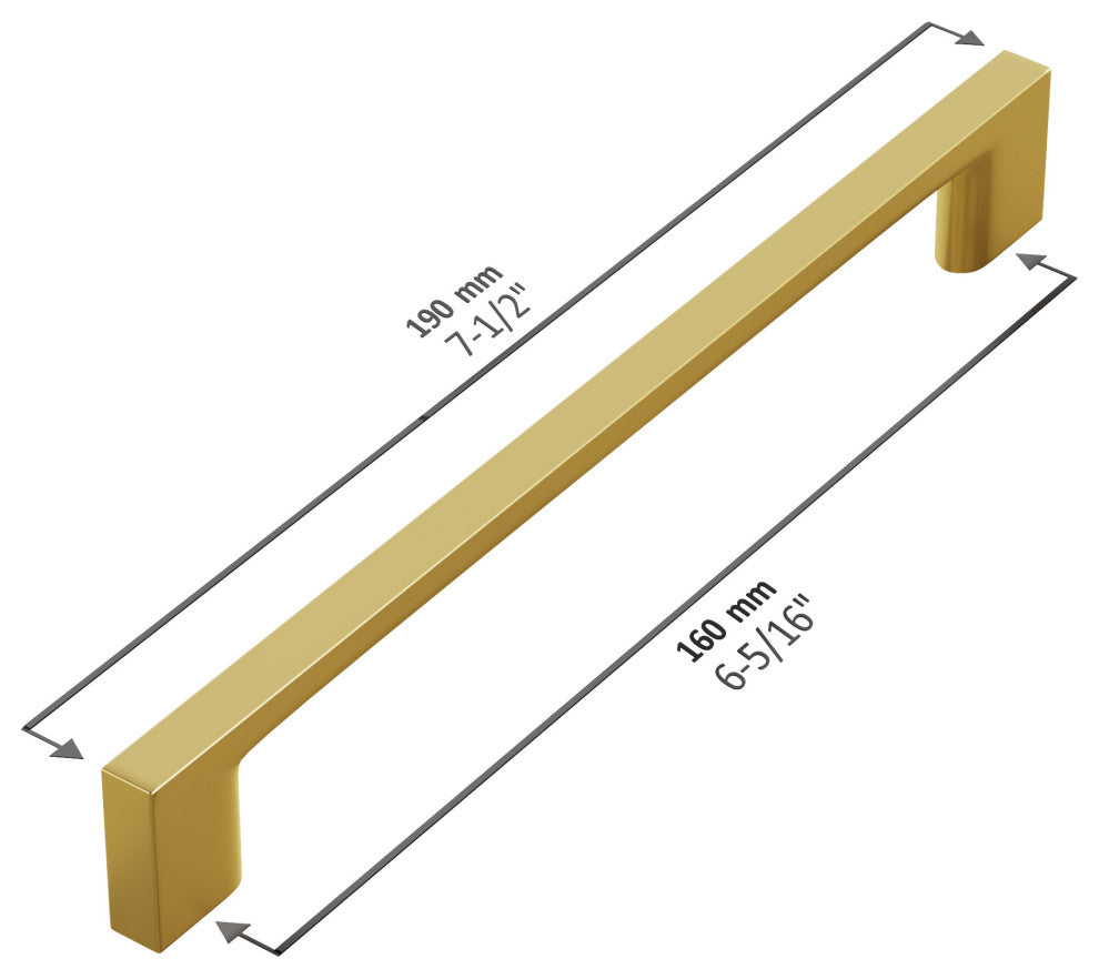 Dowell Series 3008 Handles, 160mm/6.3" CTC, 10-Pack, Brushed Brass