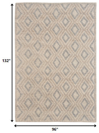 8"x11" Tan Gray Diamond Lattice Modern Area Rug