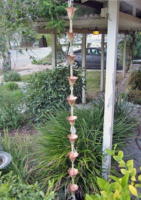 Kanji Cups Rain Chain With Installation Kit, 8'