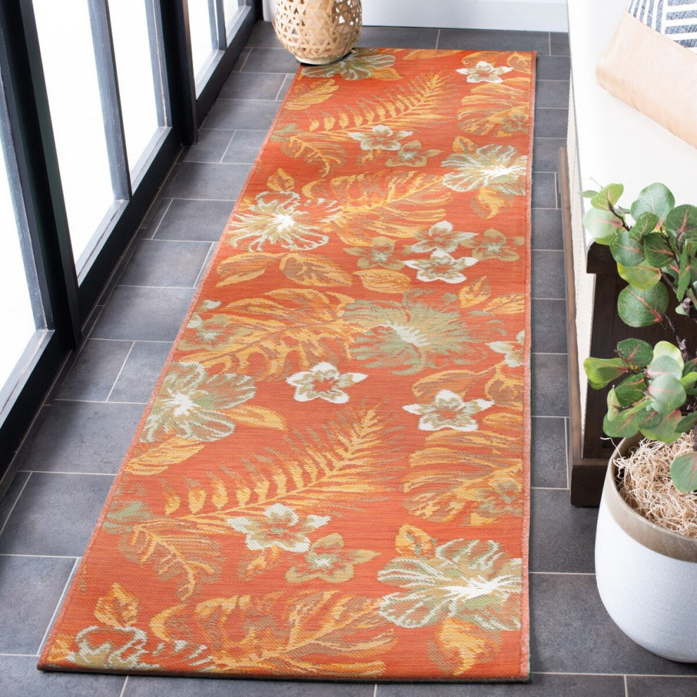 Safavieh Sunrise Collection SUN671 Indoor-Outdoor Rug, Ivory/Rust Sage, 2'x8'
