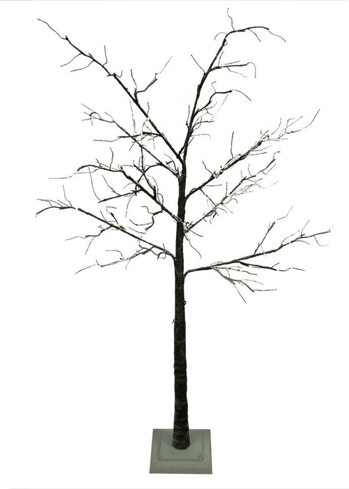 LED Lighted Flocked Christmas Twig Tree Outdoor Yard Art Decoration, Warm Clear