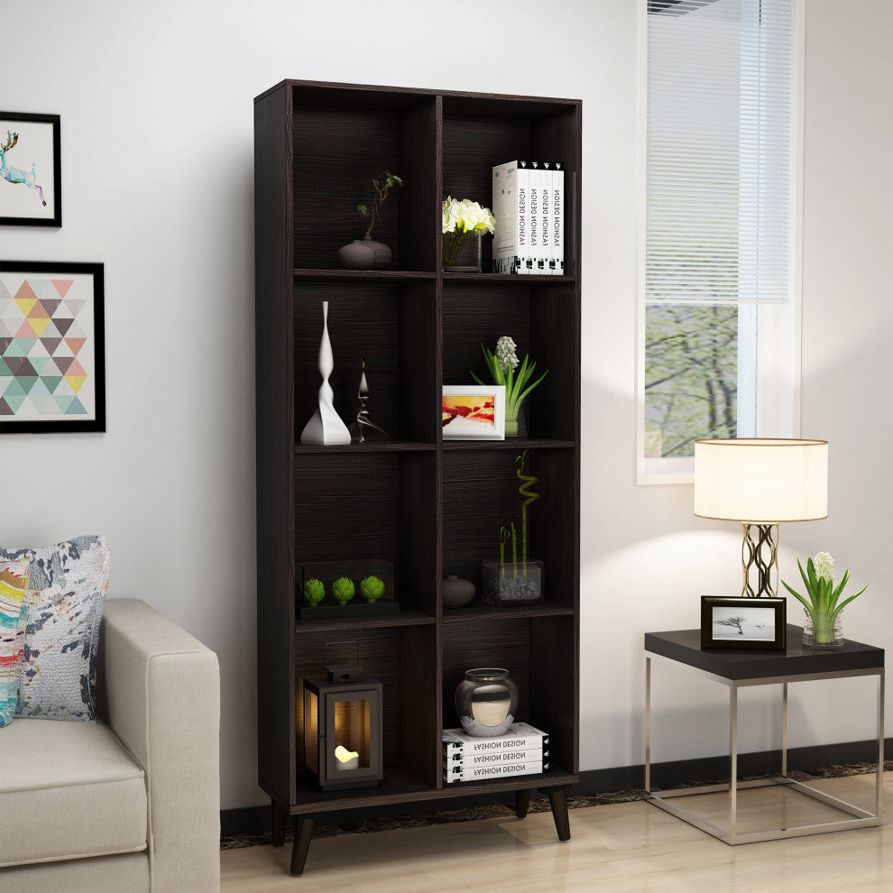 GDF Studio Eloise Mid Century Finished Faux Wood Bookcase, Wenge