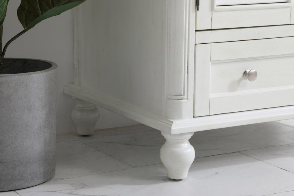 Home Living Single Bathroom Vanity, Antique White, 30"