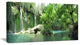 Waterfall Cascade in Deep Forest, Landscape Canvas Art Print, 32"x16"