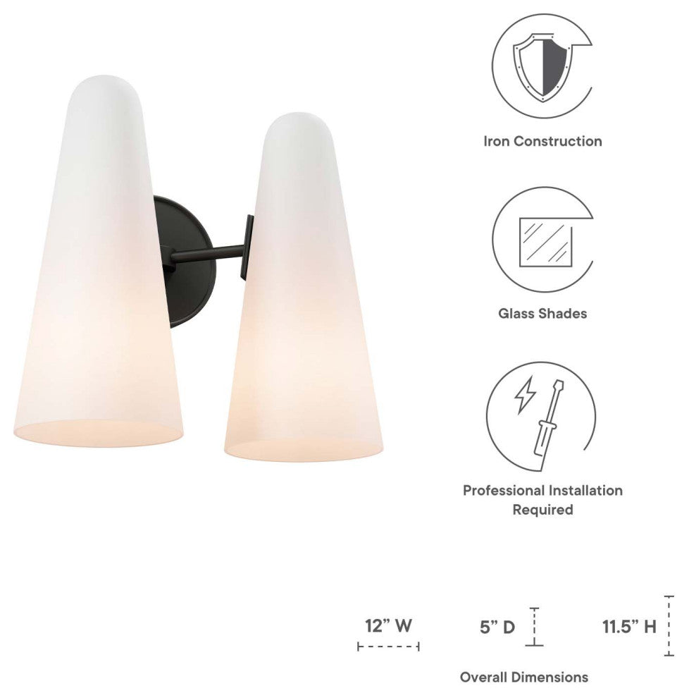 Beacon 2-Light Wall Sconce, Opal Black