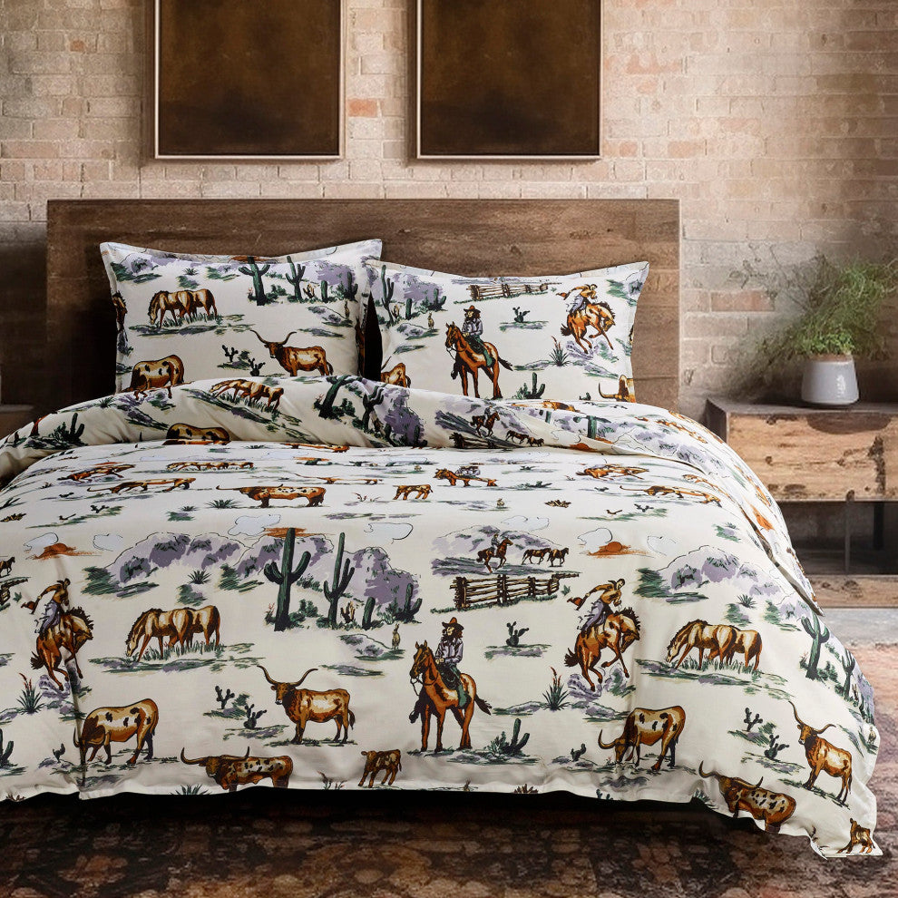 3-Piece Ranch Life Reversible Comforter Set, Duffle Bag, Super King