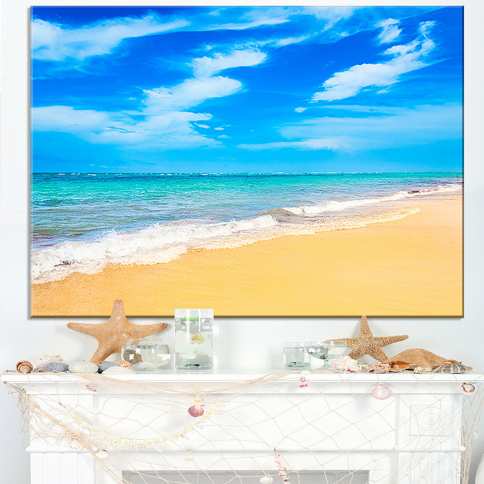 "Blue Sandy Tropical Sea Beach" Seascape Art Canvas, 40"x30"