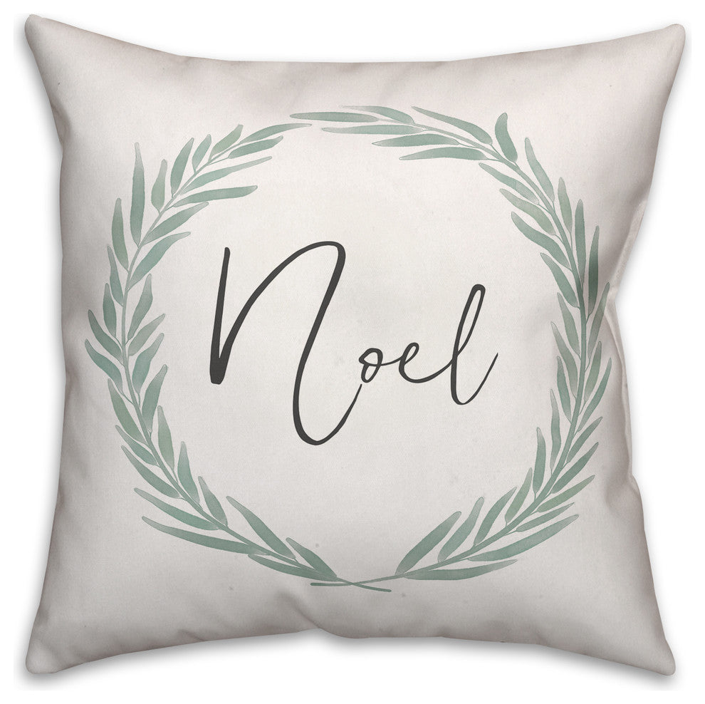 Noel Wreath Throw Pillow, 18"x18"