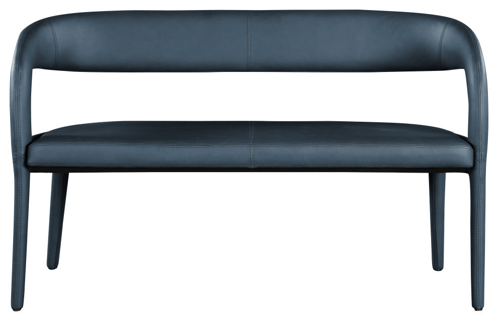 Sylvester Faux Leather Bench, Navy