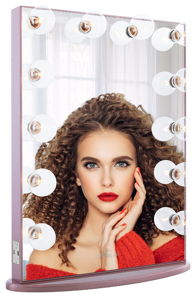 Hollywood Glow XL Vanity Mirror, Rose Gold, Clear Led Globe Bulbs