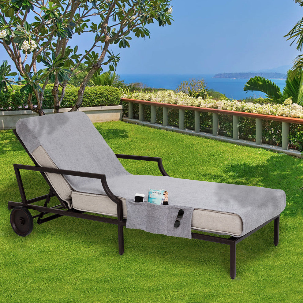 Personalized Standard Size Chaise Lounge Cover With Side Pockets, F