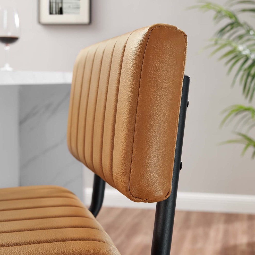 Parity Vegan Leather Counter Stools, Set of 2, Black Tan
