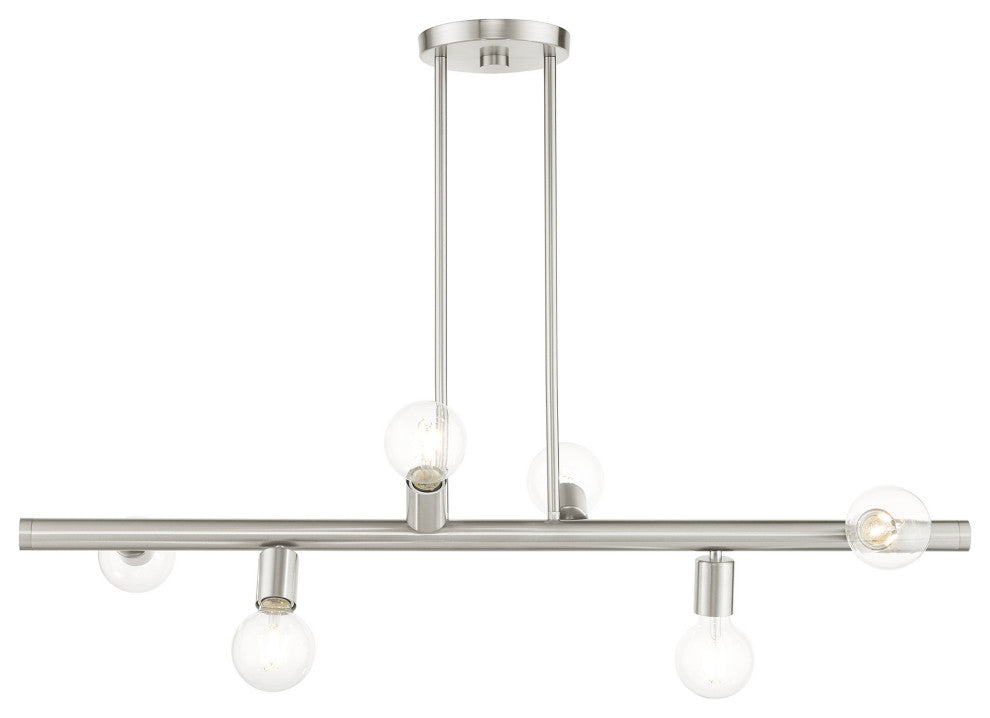 Brushed Nickel Modern, Urban, Scandinavian, Linear Chandelier