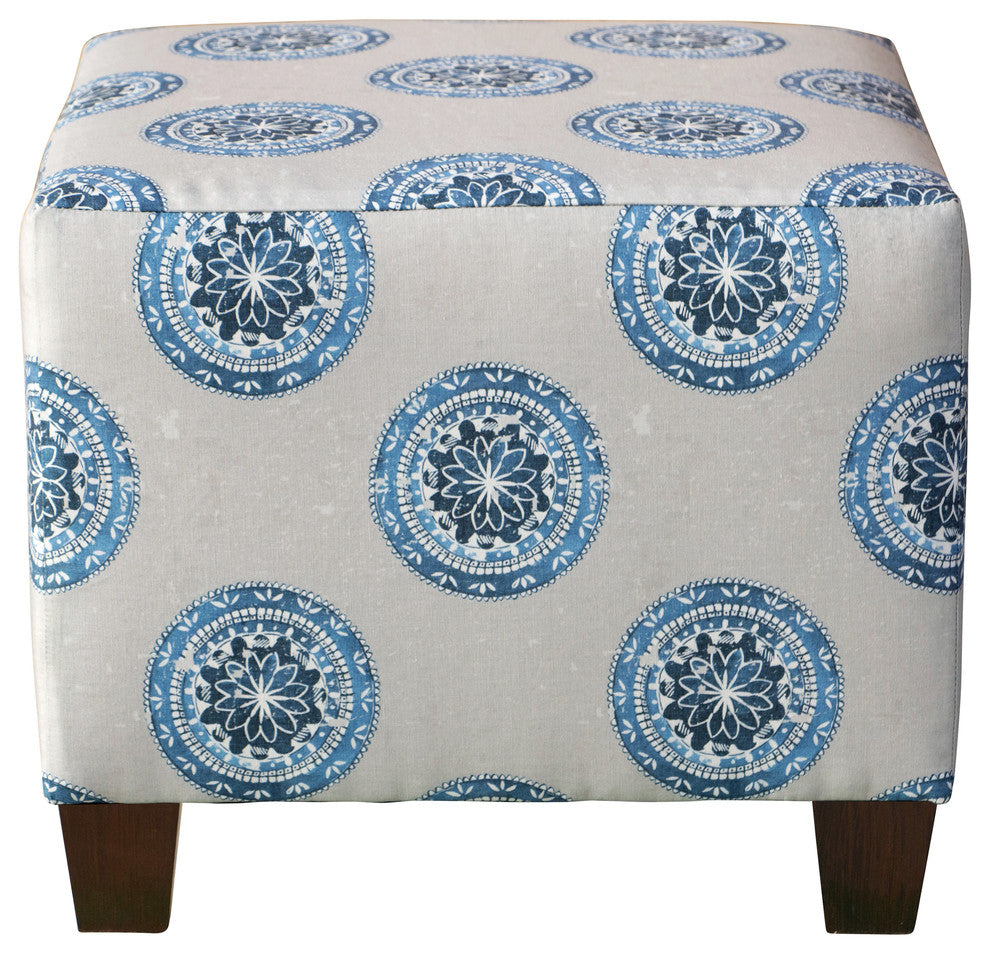 May Square Ottoman, Como Medallion Navy