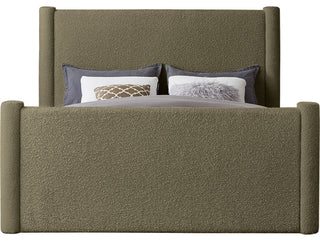 Elias Upholstered Bed, Green, King, Boucle Fabric