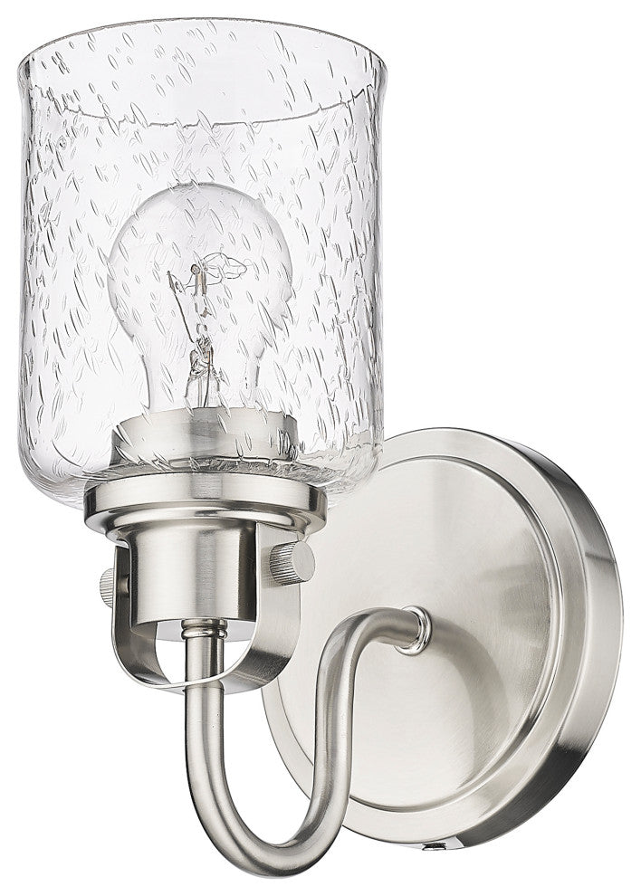 Zlite 340-1S-BN 1-Light Wall Sconce, Clear Seeded