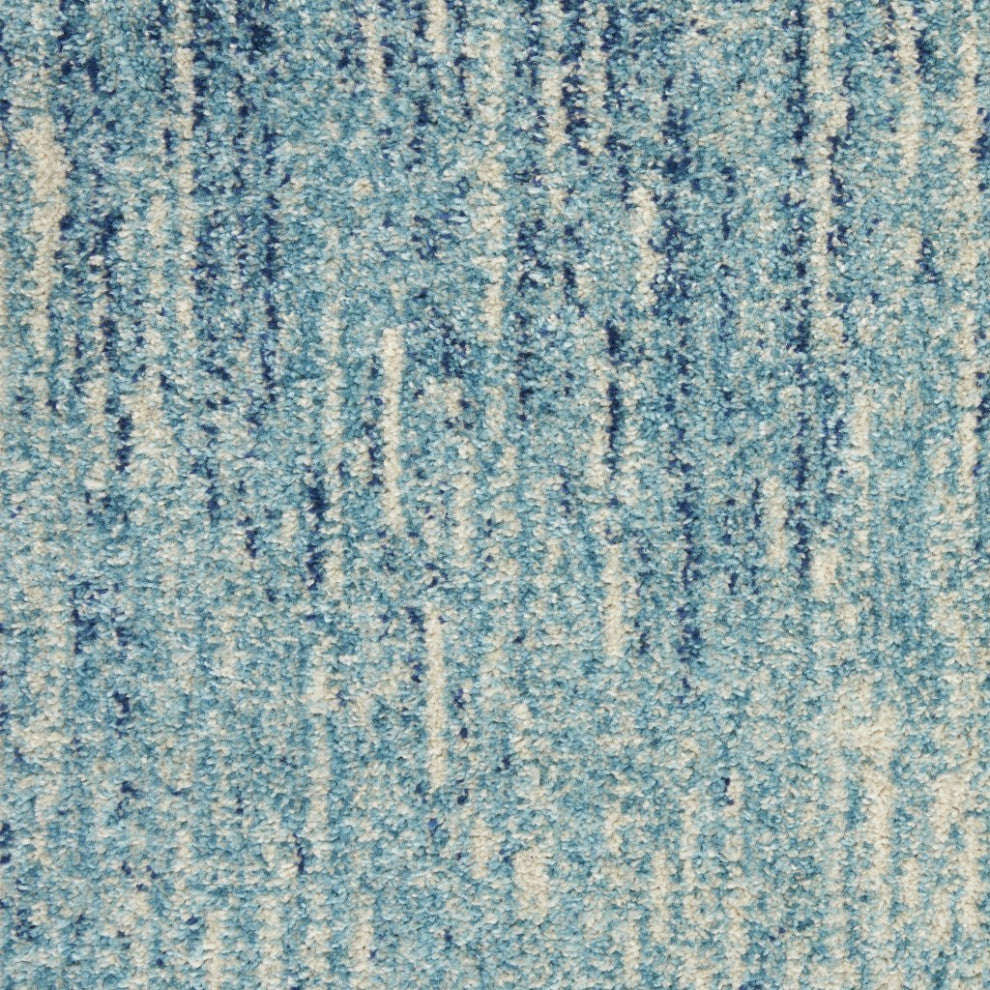 8 Round Navy and Light Blue Abstract Area Rug