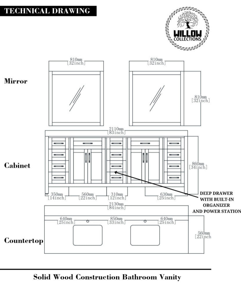 Boston 84 Double Sink Bath Vanity in Evergreen 2" Empira Quartz