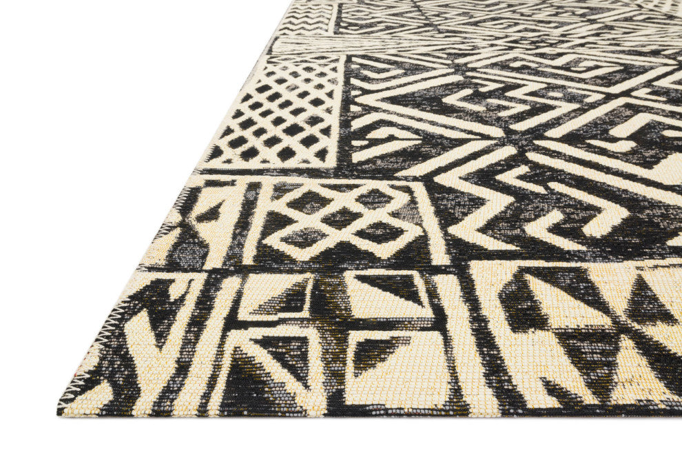 Ivory Black Indoor Outdoor Mika Area Rug by Loloi, 10'6"x13'9"