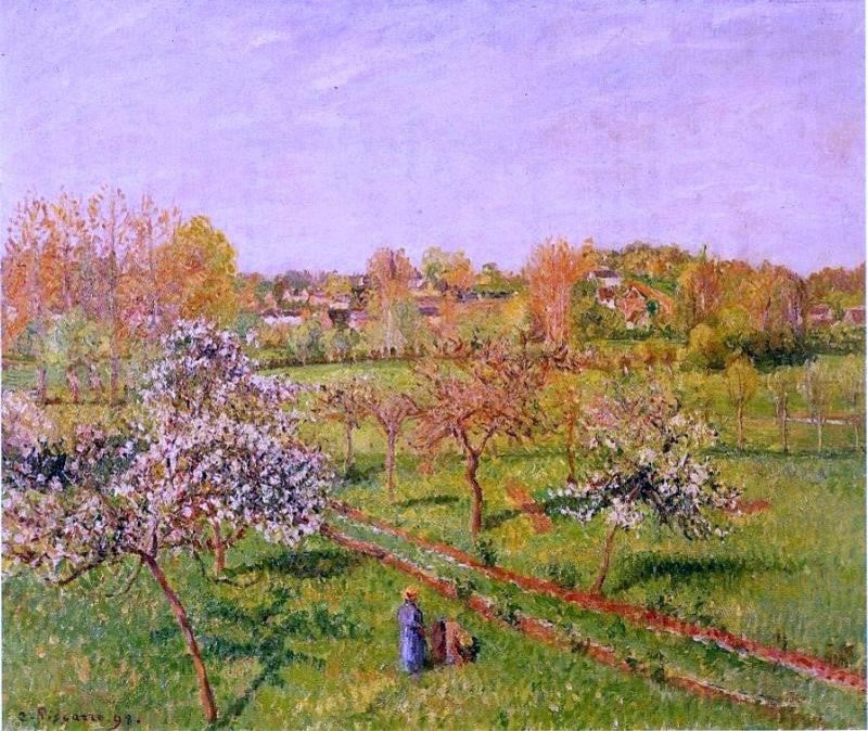 Camille Pissarro Morning Flowering Apple Trees Eragny Wall Decal