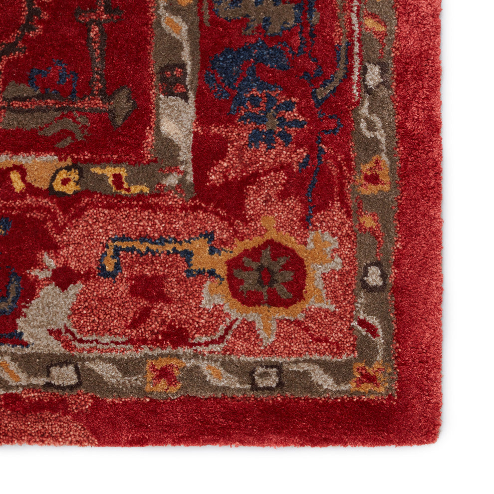 Lilith Handmade Medallion Red/ Aqua Area Rug 10'X14'