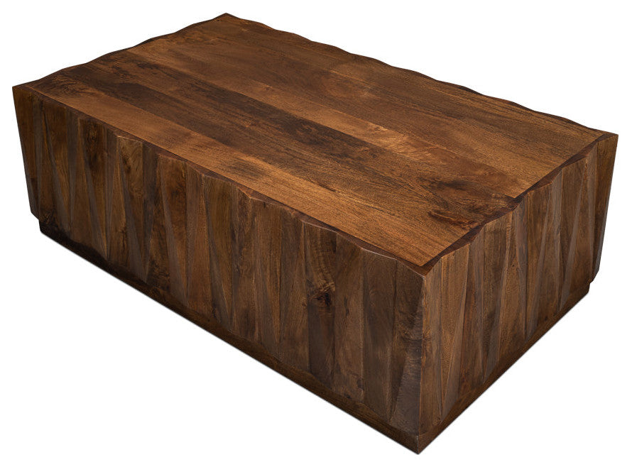 Denali Rectangle Cocktail Coffee Table Block Solid Wood