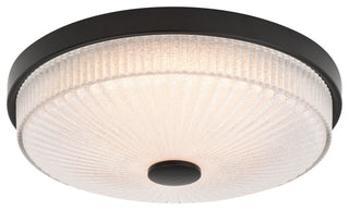Preston 1-Light Gold Brass Transitional Dome Flush Mount LED Fixture Glass Shade, Matte Black