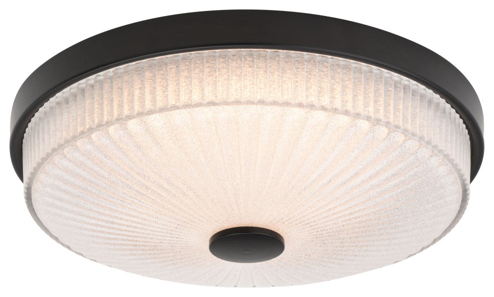 Preston 1-Light Gold Brass Transitional Dome Flush Mount LED Fixture Glass Shade, Matte Black