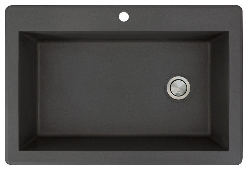 Radius 33" silQ Granite Single Bowl Kitchen Sink with 1 Hole in Black