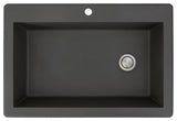 Radius 33" silQ Granite Single Bowl Kitchen Sink with 1 Hole in Black