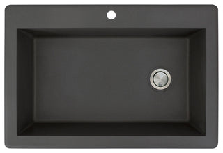 Radius 33" silQ Granite Single Bowl Kitchen Sink with 1 Hole in Black