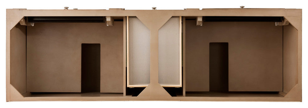 Bristol 72" Double Vanity Bright White, Whitewashed Walnut, No Top