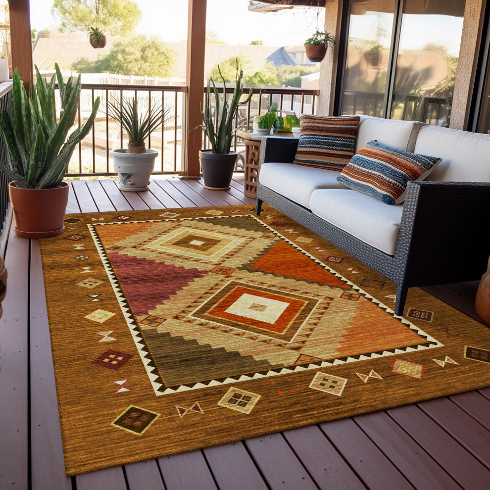 Indoor/Outdoor Phoenix PH2 Walnut Machine Washable 3' x 5' Rug