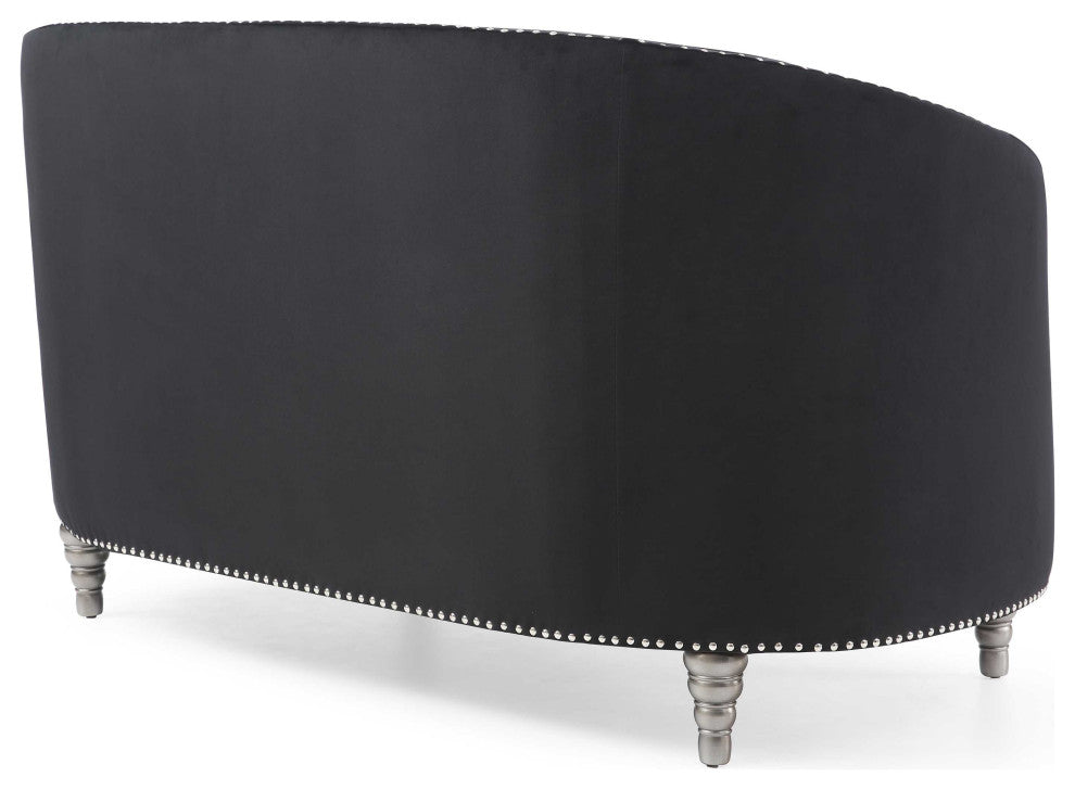 Dania 64 in. W Flared Arm Velvet Straight Sofa, Black