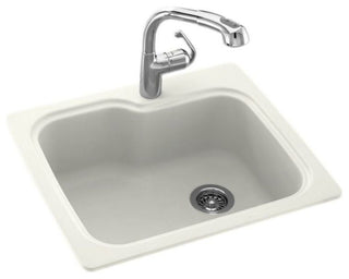 Swan 25x22x9 Solid Surface Kitchen Sink, 1-Hole, Bisque