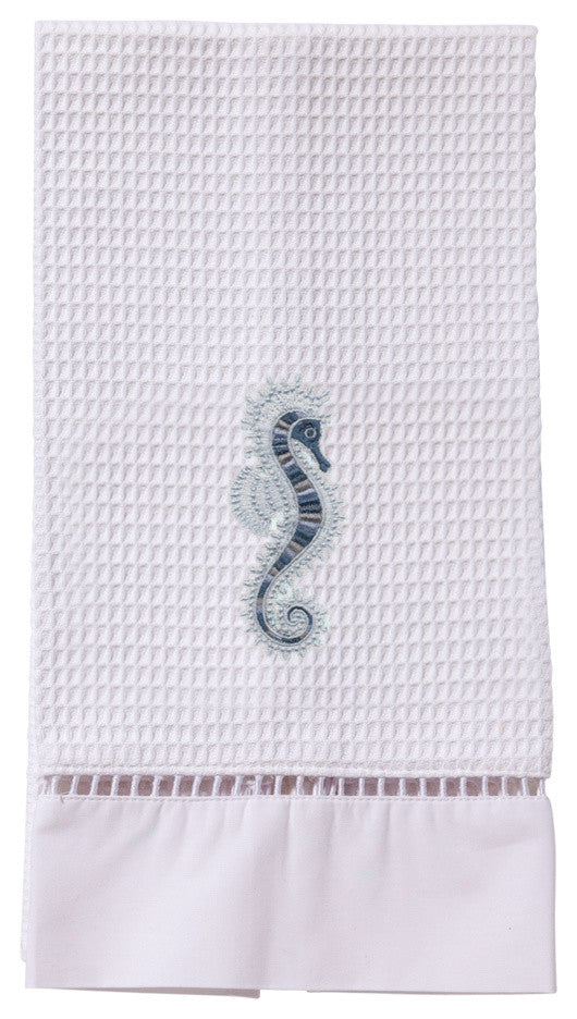 Waffle Weave Guest Towel, Seahorse, Blue