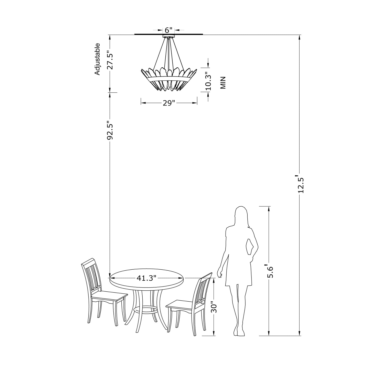Eva 4-Light 29" Modern Handcrafted Glass Chandelier Brushed Champagne Silver