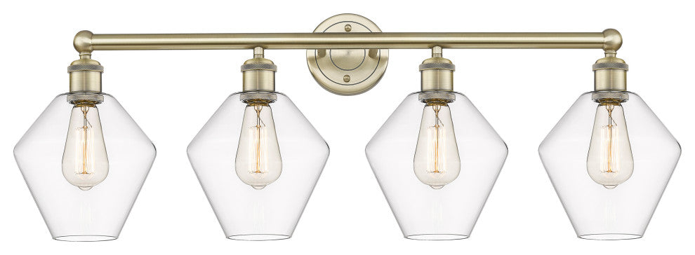 Cindyrella 4-Light 35" Bath Vanity Light, Antique Brass, Clear Shade