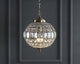 Georgina Crystal, Metal LED Chandelier Pendant, Antique Brass, 12"