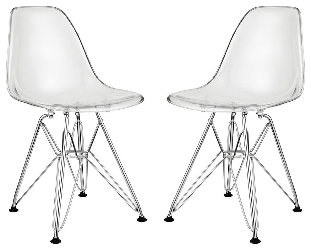 Modern Contemporary Living Room Kids Chair Set of 2 Clear