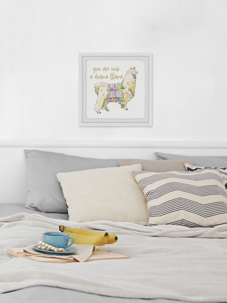 "Drama Llama" Framed Painting Print, 18"x18"